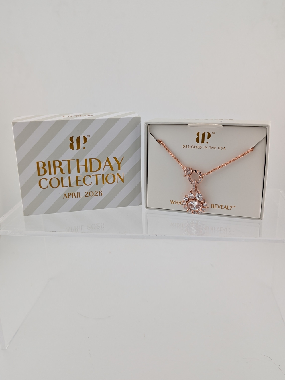 April 2026 Rose Gold Birthstone Pendant Necklace